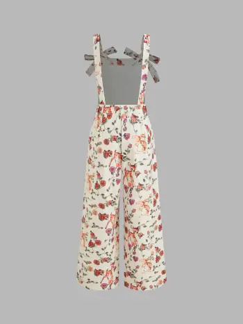 Deer & Floral Bowknot Jumpsuit