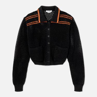 Mesh Polo Cardigan